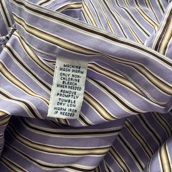 NEW 17‎ 36/37 Classic Fit Ralph Lauren Shirt Mens Long Sleeve Purple Striped - Picture 12 of 12